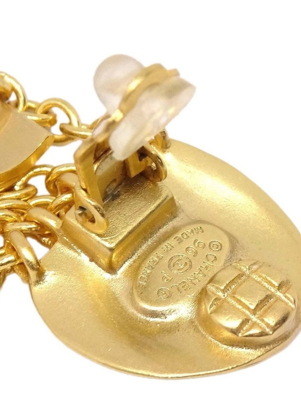 Chanel Dangle Fringe Clip-On Earrings Gold 96P 30897 - Picture 4 of 5
